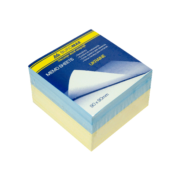 Блок бумаги не склеенный для заметок BuroMax "Украина" 90х90мм | 600 листов