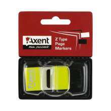 Закладки пластиковые 25х45 мм, 50 штук Axent neon жёлтые