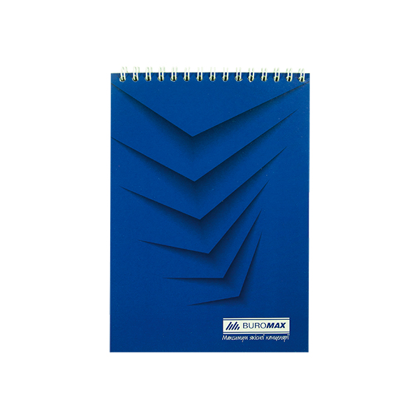 Блокнот на пружине сверху  BuroMax "Monochrome" А-5 | 48 листов клеточка, JOBMAX, картонная обложка, синий