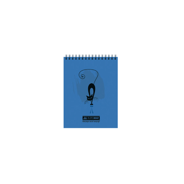 Блокнот на пружине сверху BuroMax "CAT" А-5 | 48 листов клеточка, картонная обложка, синий