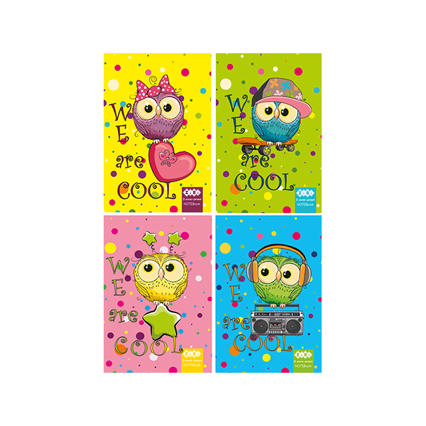 Блокнот на пружине сверху ZiBi COOL OWLS А-6 | 40 листов картонная обложка, KIDS Line