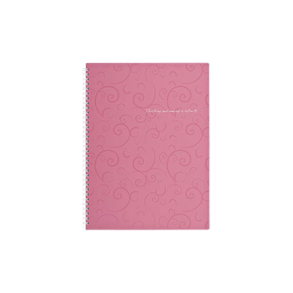 Тетрадь на пружине BuroMax Barocco А4 80 листов в  клеточку | Розовая, пластиковая обложка