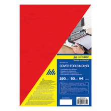 Обложка картонная А4 под кожу 250г/м2 | 50 штук в упаковке, красная