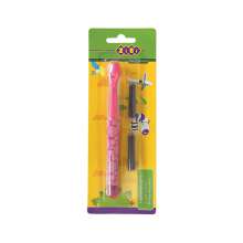 Ручка перьевая открытое перо KIDS Li + 2 капсулы | розовый корпус с рисунками