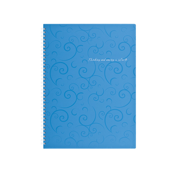 Тетрадь на пружине BuroMax Barocco А4 80 листов в клетку | пластиковая обложка, голубой