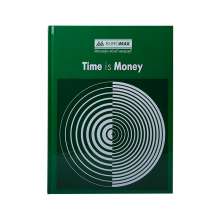 Книга канцелярская BuroMax TIME IS MONEY А4 96 листов в клетку | офсет, твердая ламинированная обложка, зелёная