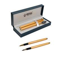 Комплект LANGRES из ручки-роллера и перьевой ручки в подарочном футляре L | цвет золото