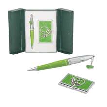 Набор подарочный LANGRES "Crystal Heart" ручка шариковая и визитница | цвет зеленый
