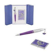 Набор подарочный LANGRES "Crystal Heart" ручка шариковая и визитница | цвет фиолетовый