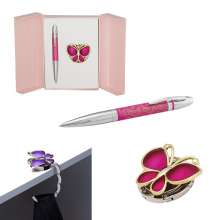 Набор подарочный LANGRES "Papillon" ручка шариковая и крючок для сумки | цвет розовый