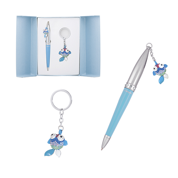 Набор подарочный LANGRES "Goldfish" ручка шариковая и брелок | цвет синий