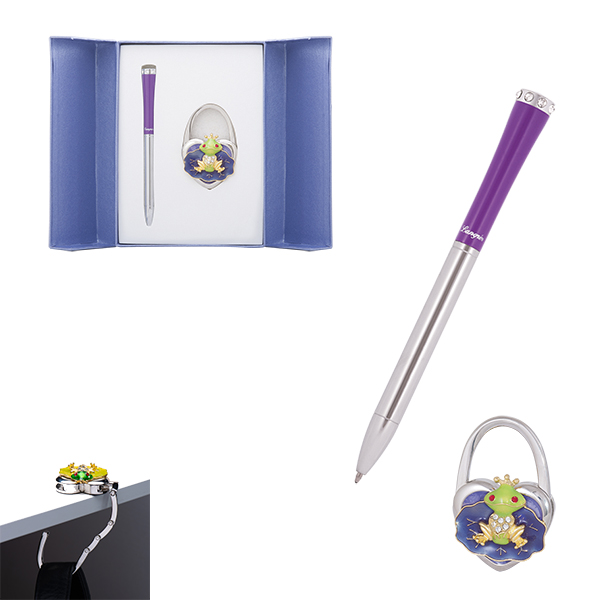 Набор подарочный LANGRES "Fairy Tale" ручка шариковая и крючек для сумки | цвет фиолетовый