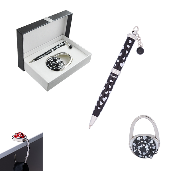 Набор подарочный LANGRES "Elegance" ручка шариковая и крючек для сумки | цвет черный