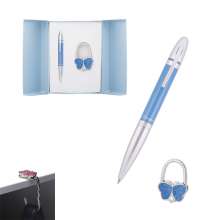 Набор подарочный LANGRES "Lightness" ручка шариковая и крючек для сумки | цвет синий
