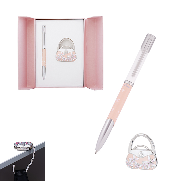 Набор подарочный LANGRES "Sense" ручка шариковая и крючек для сумки | цвет розовый