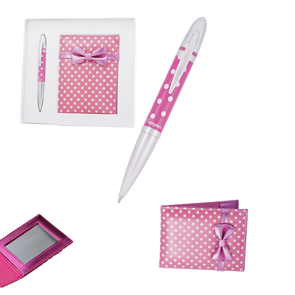 Набор подарочный LANGRES "Monro" ручка шариковая и зеркало | цвет розовый