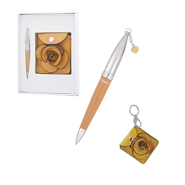 Набор подарочный LANGRES "Floret" ручка шариковая и кошелек с зеркальцем | цвет жёлтый