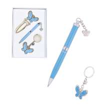 Набор подарочный LANGRES "Fly" ручка шариковая и брелок с закладка | цвет синий