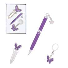 Набор подарочный LANGRES "Fly" ручка шариковая и брелок с закладка | цвет фиолетовый