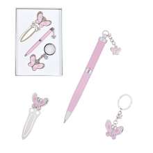 Набор подарочный LANGRES "Fly" ручка шариковая и брелок с закладка | цвет розовый