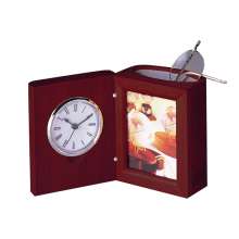 Прибор настольный Bestar часы, фоторамка, подставка из красного дерева