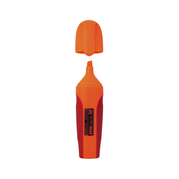 Текстовый маркер BuroMax NEON 2-4 мм с резиновыми вставками | цвет оранжевый