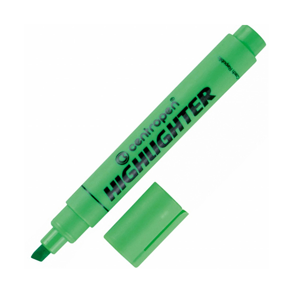 Текстовый маркер флуорисцентный CENTROPEN Fax 1-4,6мм клиновидный | цвет зелёный