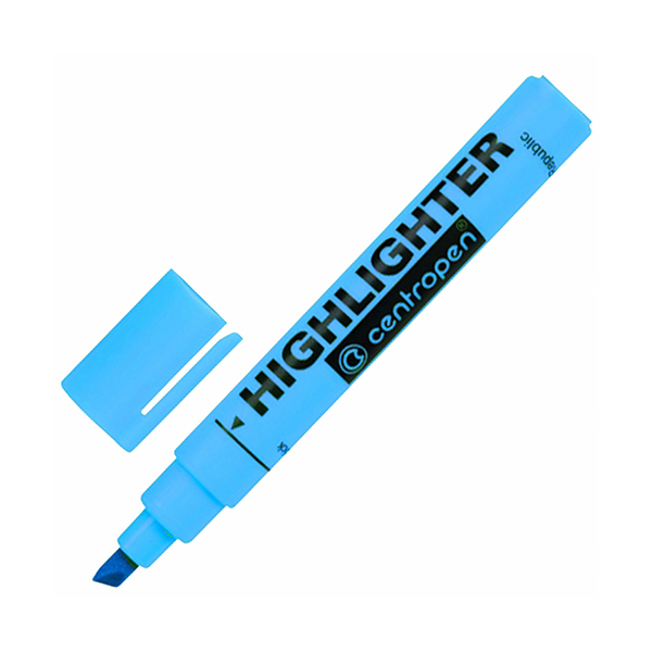 Текстовый маркер флуорисцентный CENTROPEN Fax 1-4,6мм клиновидный | цвет синий